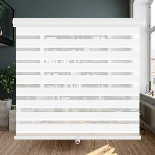 wireless zebra roller shades for windows dual layer sheer blinds for light management featuring a valance for day and night privacy with light filtering fabric