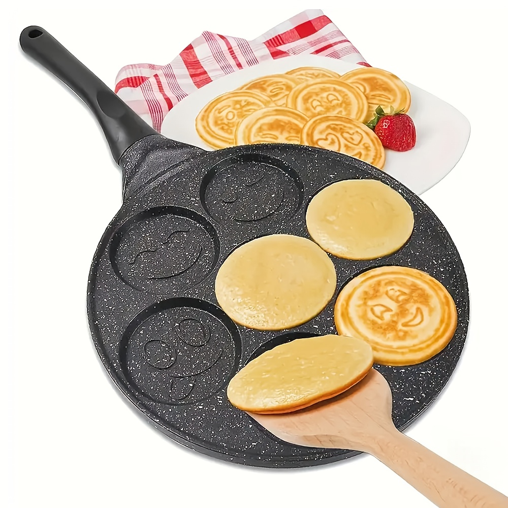 1pc Mini Pancake Griddle Pan  with 7 Joyful Face Mold - Non-Stick Aluminum Alloy