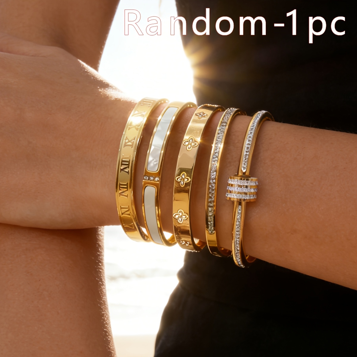 Image of Random 1pc Elegant Fashion Ladies High-quality Stainless Steel Bracelet, Women's Bracelet Set Additions, Stainless Steel Jewelry Bracelet, Daily, Dinner, Banquet Wear Jewelry
