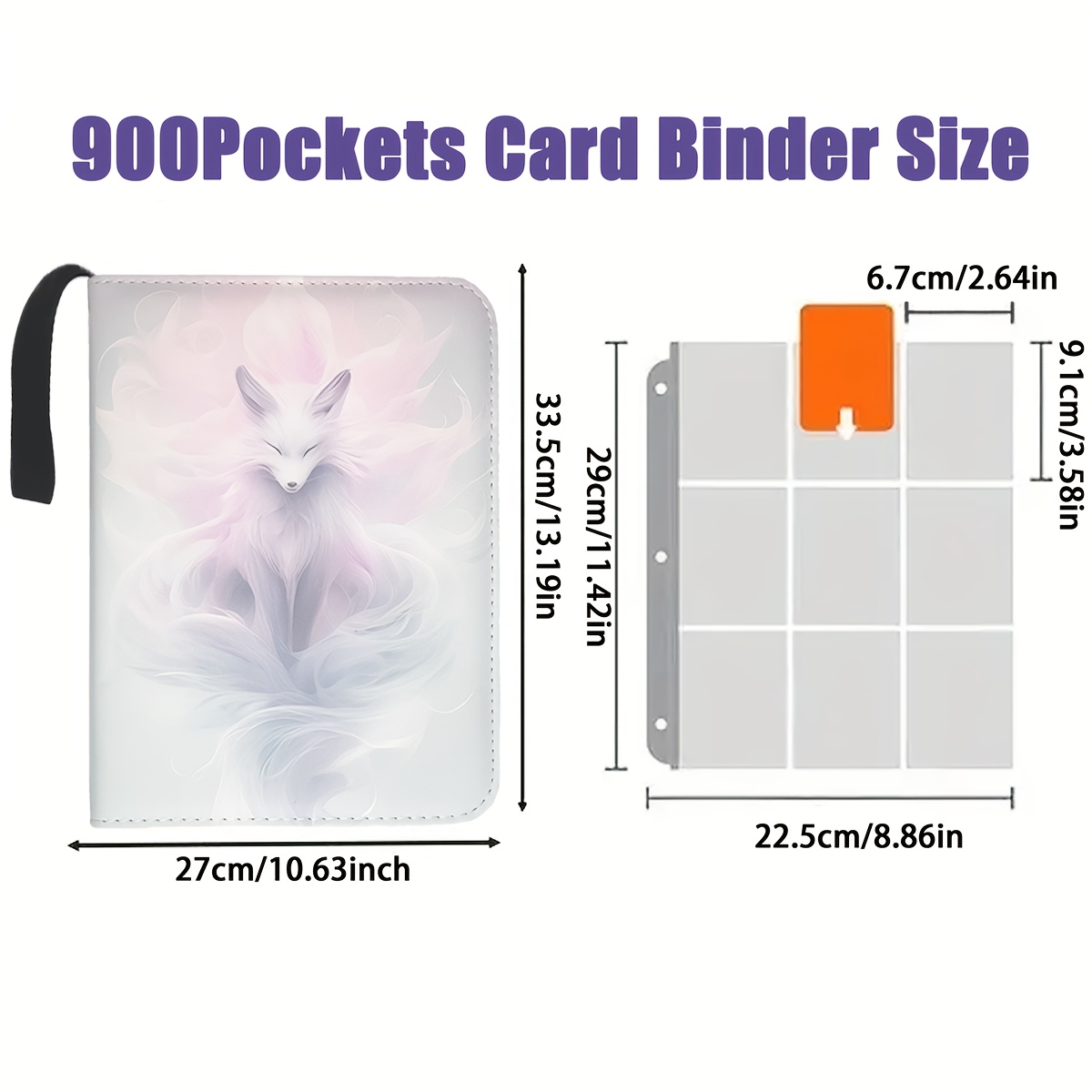 Image of Card Binder, 900/400 Card Capacity Album With 50 Removable Hd Double-sided Pages, Tcg Game & Sports Card Holder Organizer For Baseball, Football Cards, Memorabilia Display & Gifts