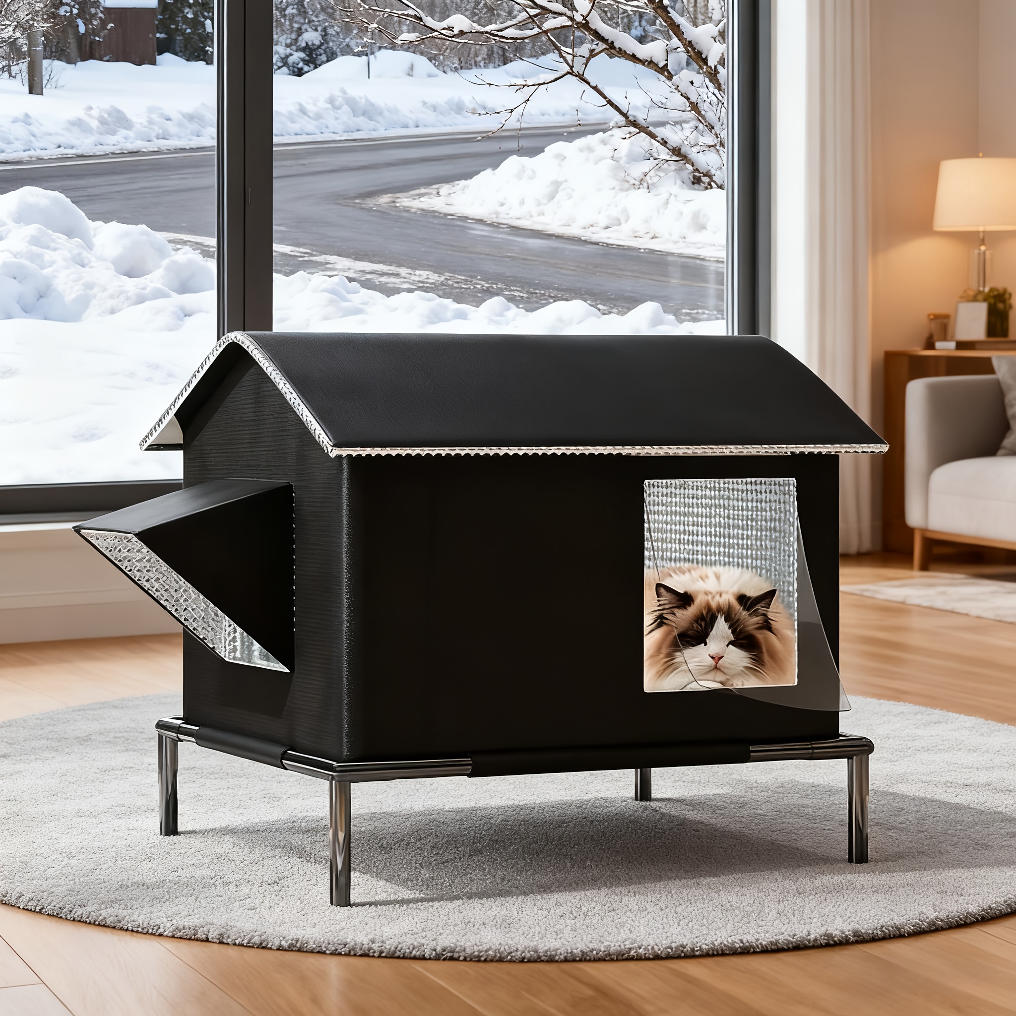 Générique Lit Chauffant Pour Chat - Nid Semi-Fermé Pour - Abri Temps