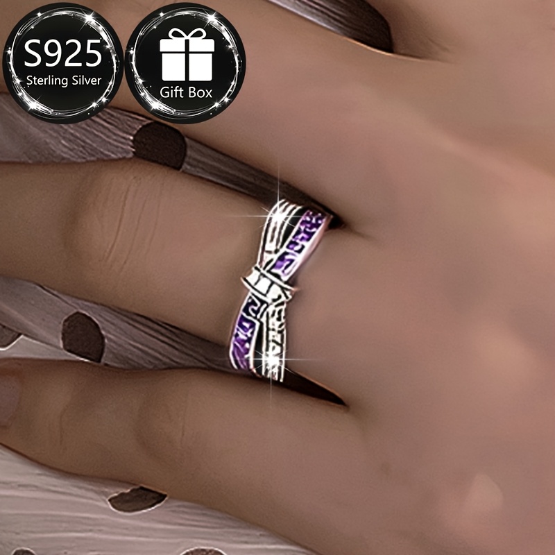 925 Silver Purple Zirconia Crossbow Ring