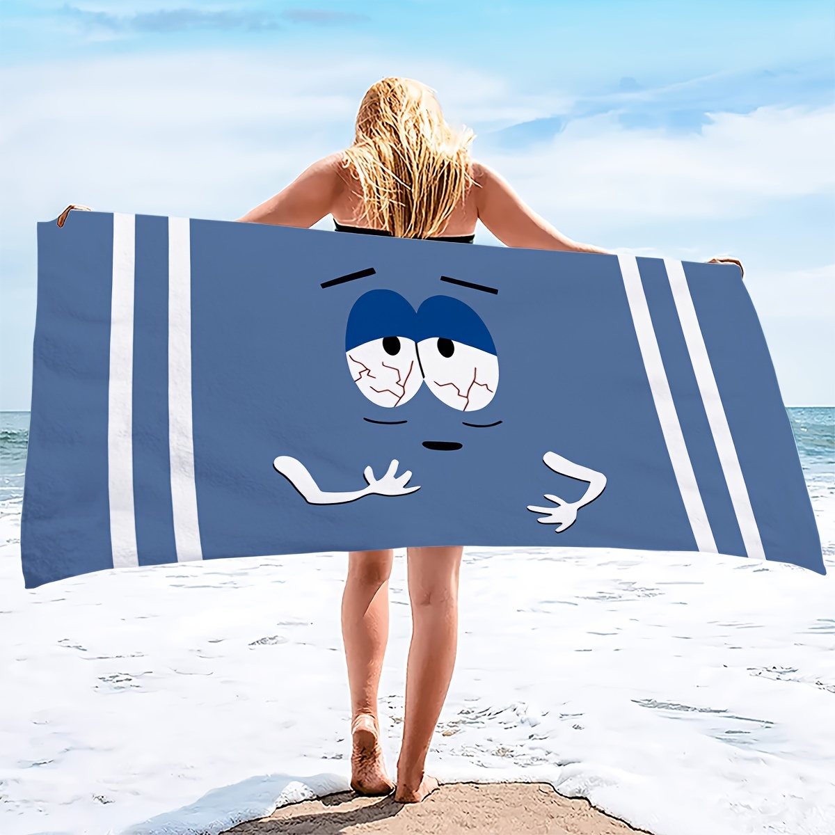 

Extra-large Microfiber Beach Towel - Sand-free, Quick-dry, Lightweight With Cartoon Design For Swimming, Gym & Pool Use