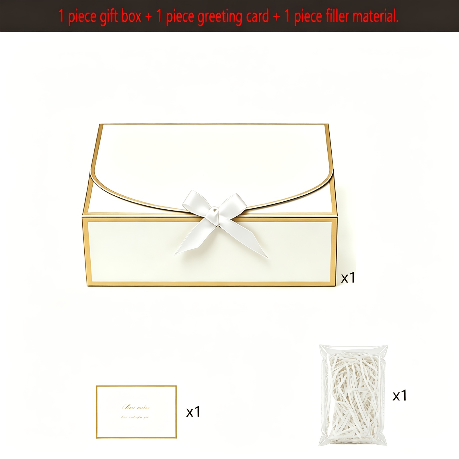 TEMU Cadeau pour elle/lui 1 Set Boîte Cadeau à Bords Or Blanc (Avec Carte de en ) | de Boîte Cadeau Universel pour des Pères/Anniversaire/Noël/Fête