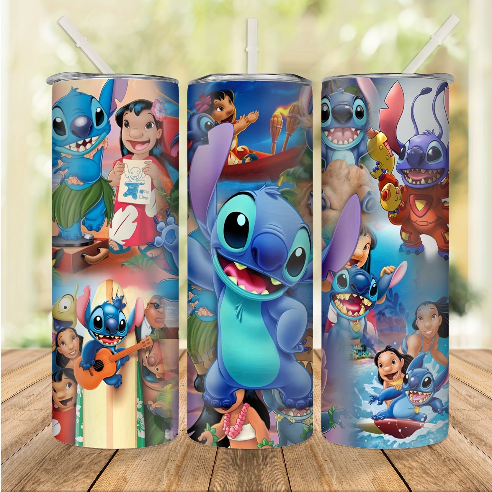 

1pc, Disney Cartoon Tumbler With Lid And Straw, 20oz Stitch Stainless Steel Water Bottle, Insulated Straight Water Cups, Summer Winter Drinkware, Outdoor Travel Accessories