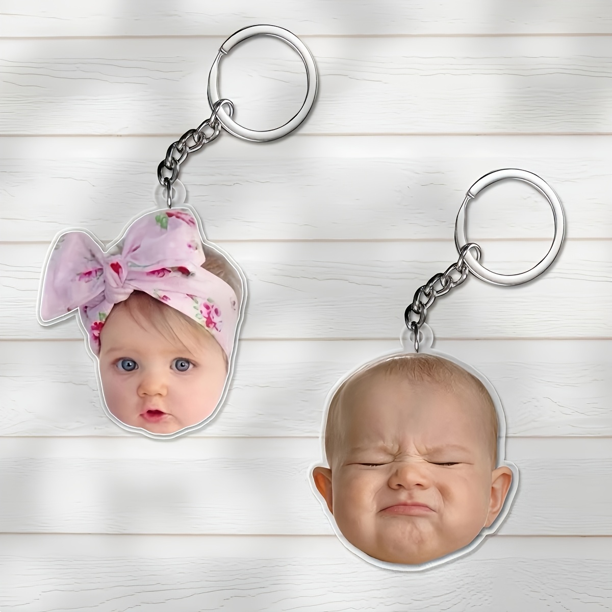TEMU 2d Flat, 1pc Cute Custom Photo Character Head Fashionable Fun Textured Personalized Acrylic Keychain Bag Charm Phone Case Pendant Small Gift