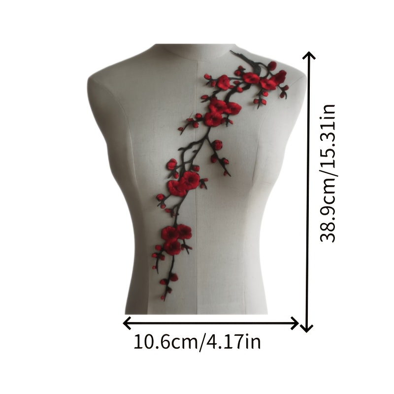TEMU Applicazione ricamata con di fiori di , toppa ricamata in stile cinese con spalle scoperte per abito/Qipao, fai da te
