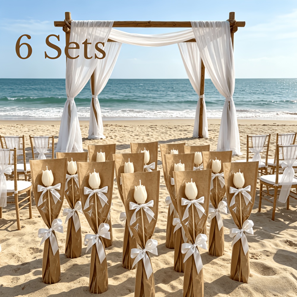 TEMU Set da 6 bouquet di candele a forma di , candela a in cera di soia a con confezione regalo, candela decorativa per bomboniere, , compleanno,