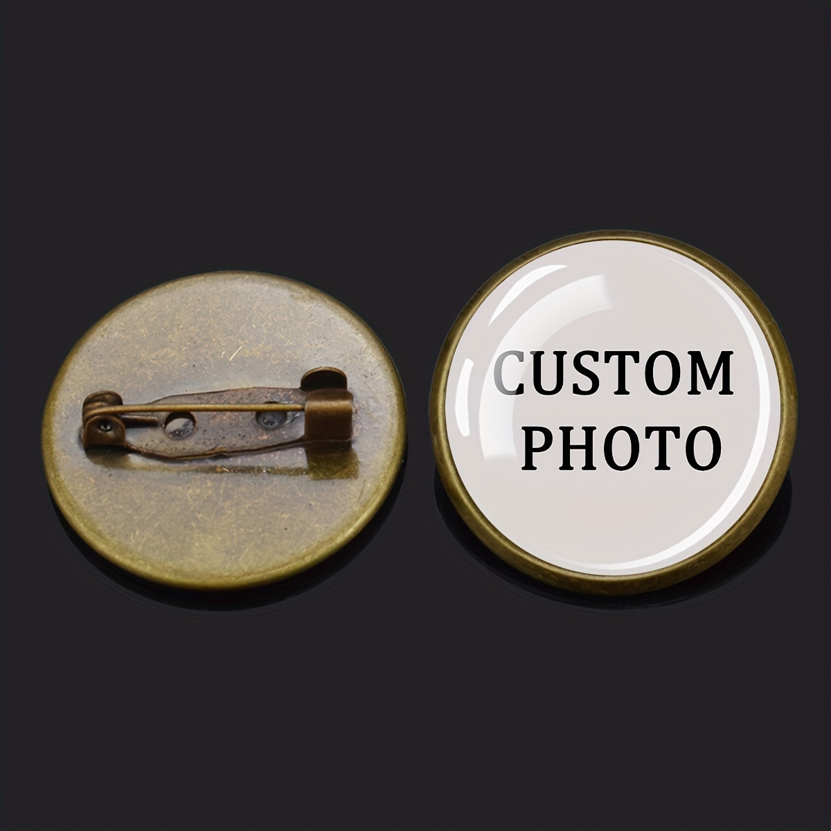 TEMU 1pc Customized Photo Pin Custom Personalized Picture Glass Dome Pins Creative Brooch Accessory Gift For Men And Boy