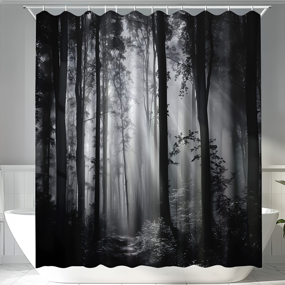 

1pc, Shower Curtain Fog Bushes Bathroom Shower Curtain Set