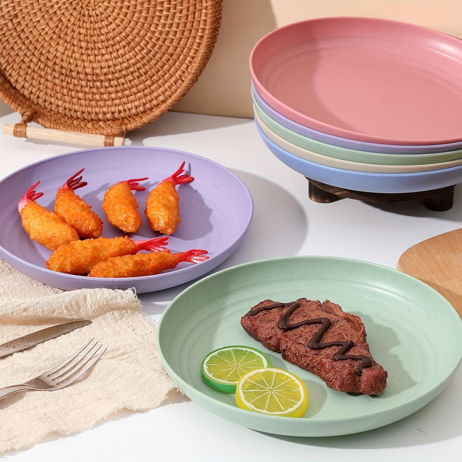 colorful salad plate bowl set reusable pp material plastic Temu