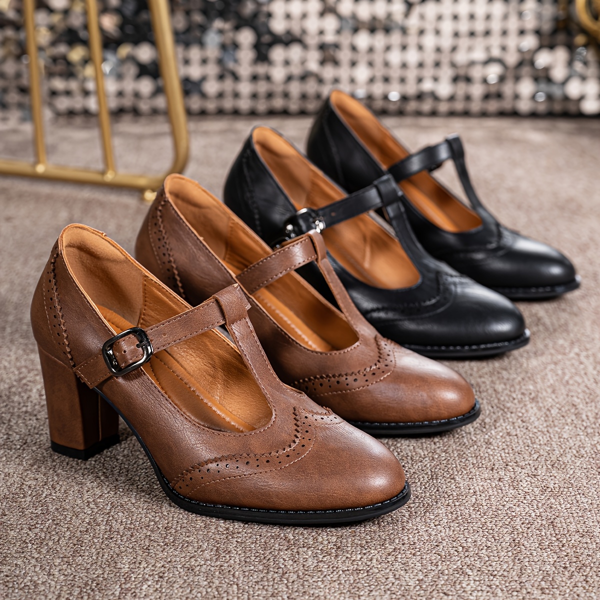 

Talons Hauts à Tête Ronde et Talon Épais pour Femmes, Améliorez , Chaussures Tendance de Qualité, Assorties et Élégantes, Adaptées pour les et Décontractés