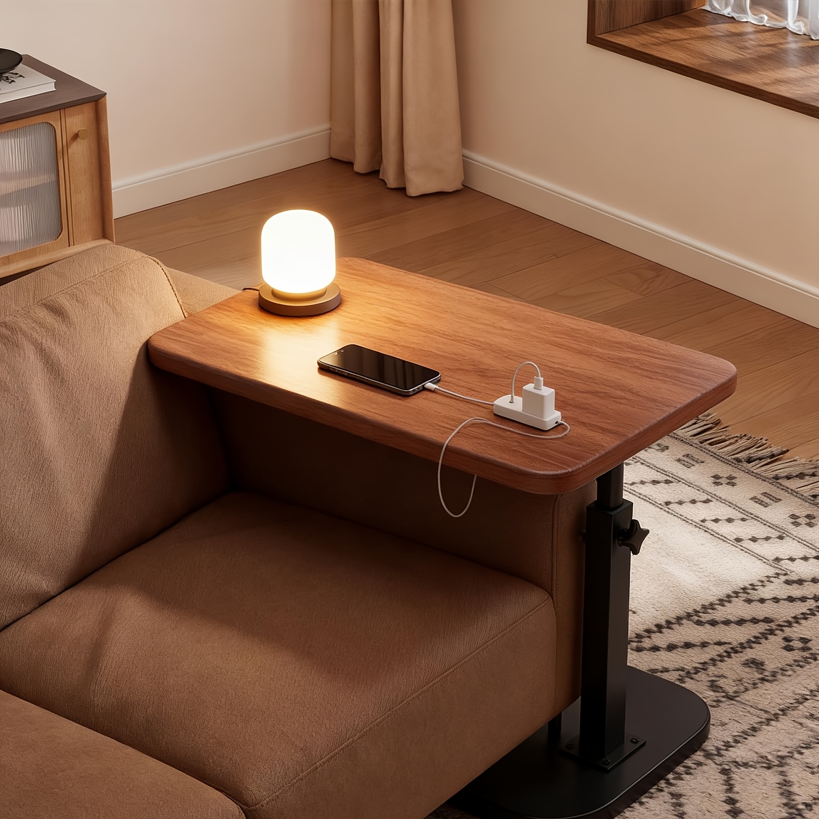 360° Rotatable Height-adjustable Bathtub Tray, Side Table, C Table, Stable And Wobble-resistant, Mobile And Practical Space For Bathrooms, Bedrooms, And Living Rooms