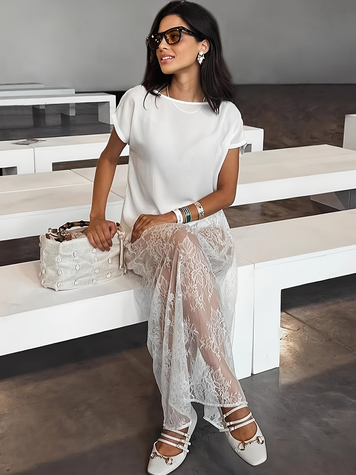 【新品未使用】FLOWER MIX LACE SHEER SKIRT FLOWER MIX LACE SHEER SKIRT