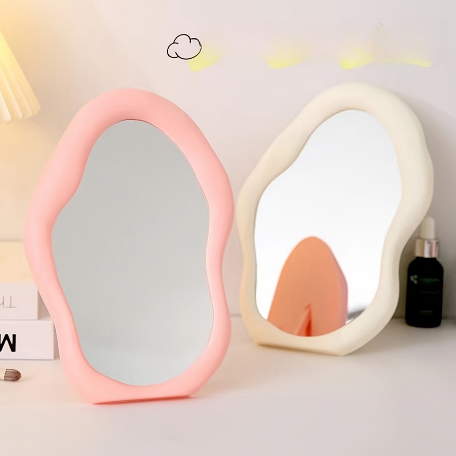 

1pc Cloud-inspired Makeup Mirror, Irregular Freestanding Or Hanging Dressing Mirror, Tabletop Vanity Mirror, Modern Home Decor