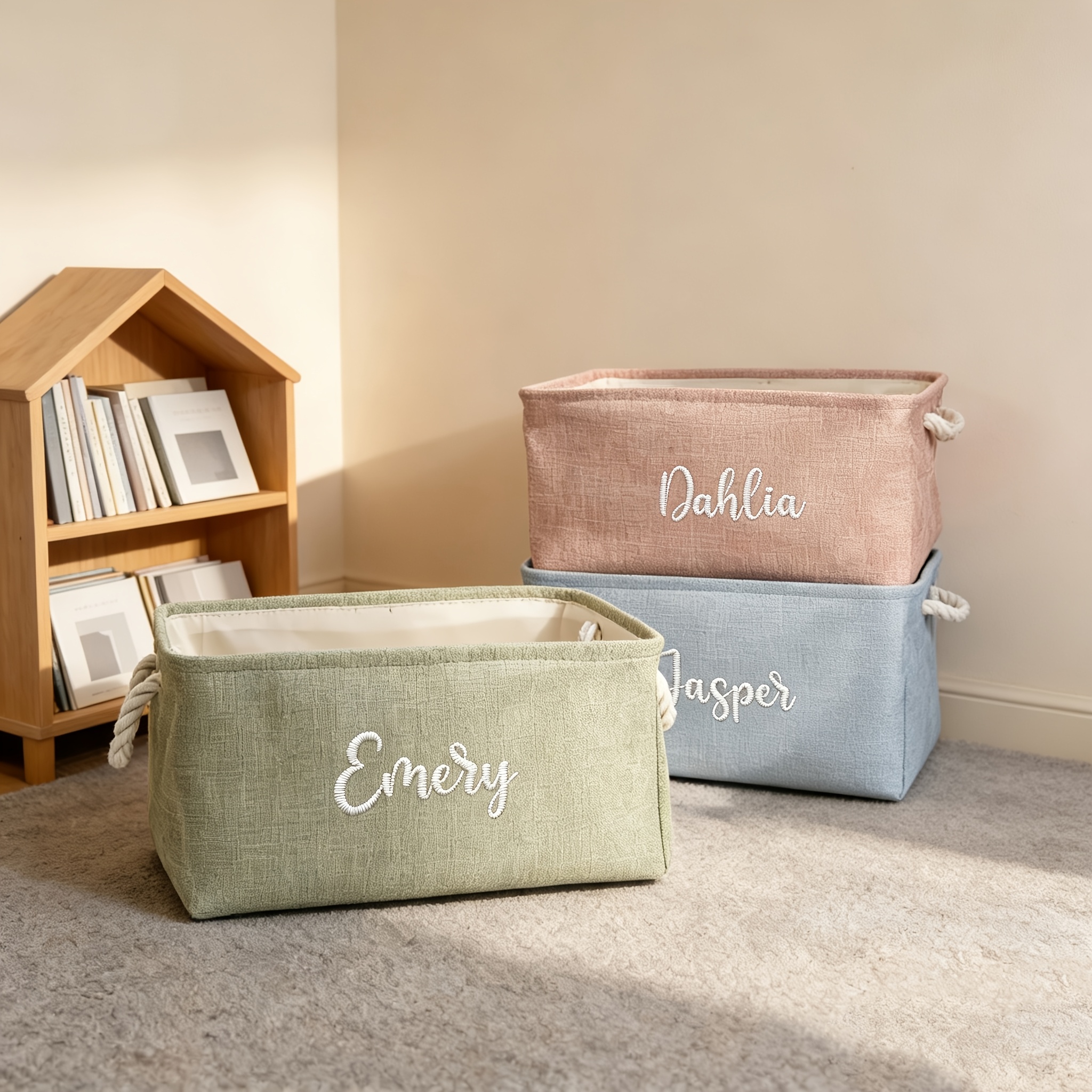 Personalized Embroidered Storage Basket with Handle
