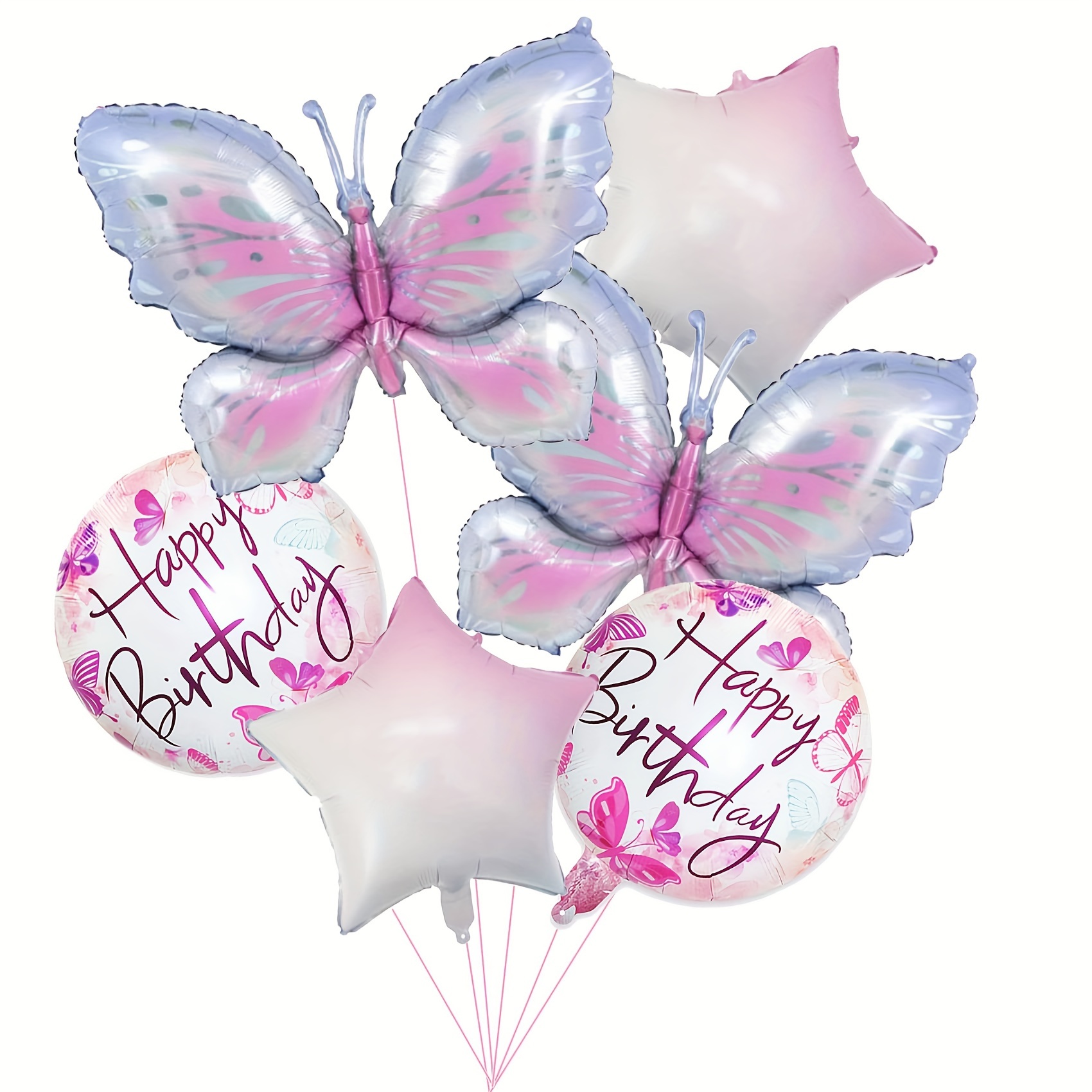 

6-pack Butterfly Foil Balloons For Birthday Parties - Perfect For Photo Props & Room Decor, No Power Needed Butterfly Party Decorations Balloons Decoration Set