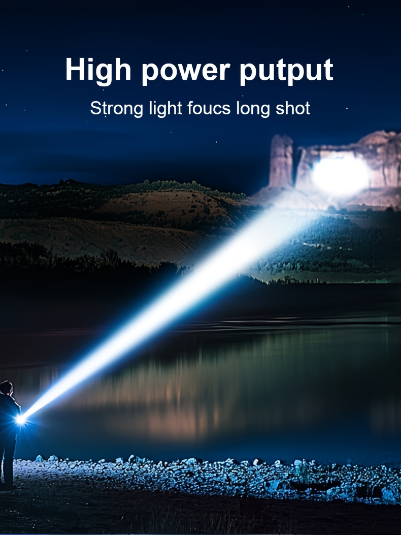 led flashlight with 6   retractable zoom usb c charging aluminum body ideal for outdoor camping emergency use camping accessorie Product details 2