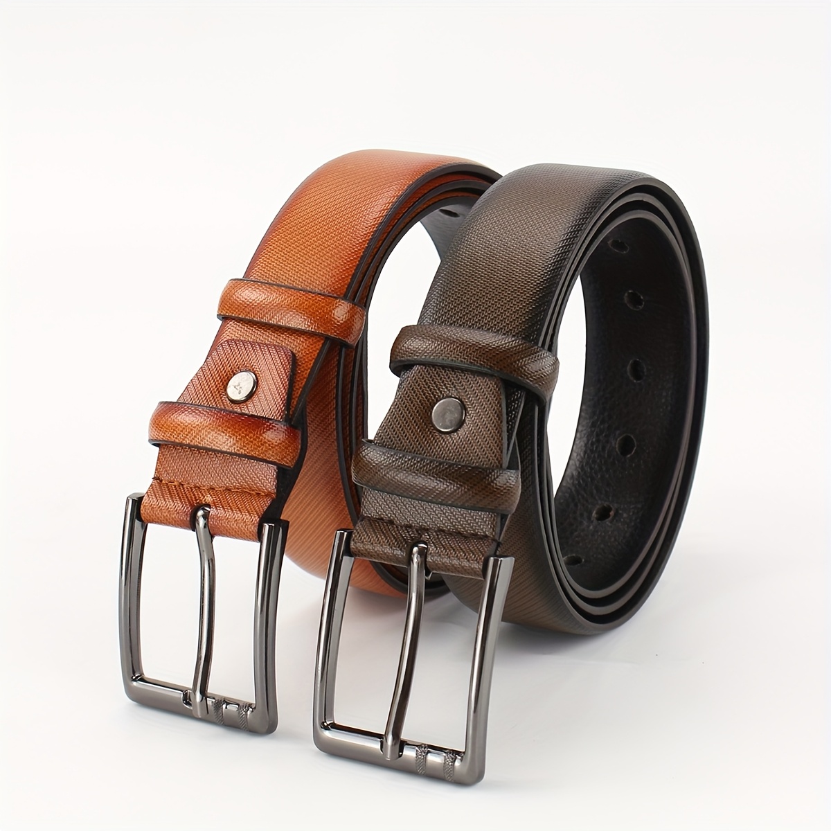Faux Leather Men's Belt with Square Buckle - Perfect for Easter