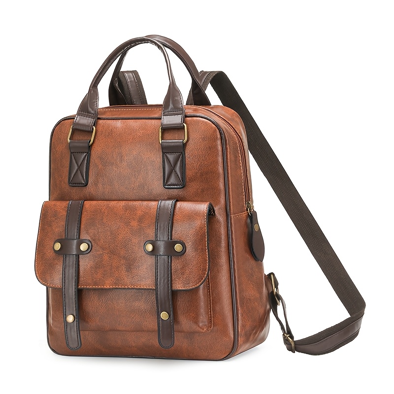 TEMU Backpack Set With Top Handle, Adjustable Shoulder Straps, Front Pocket, Brass Hardware, Zipper Closure, Multi-compartment Design, Lightweight