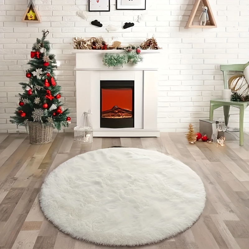 fluffy round area rug stain resistant non slip polyester mat for living room bedroom indoor decor machine made     christmas halloween easter more details 4