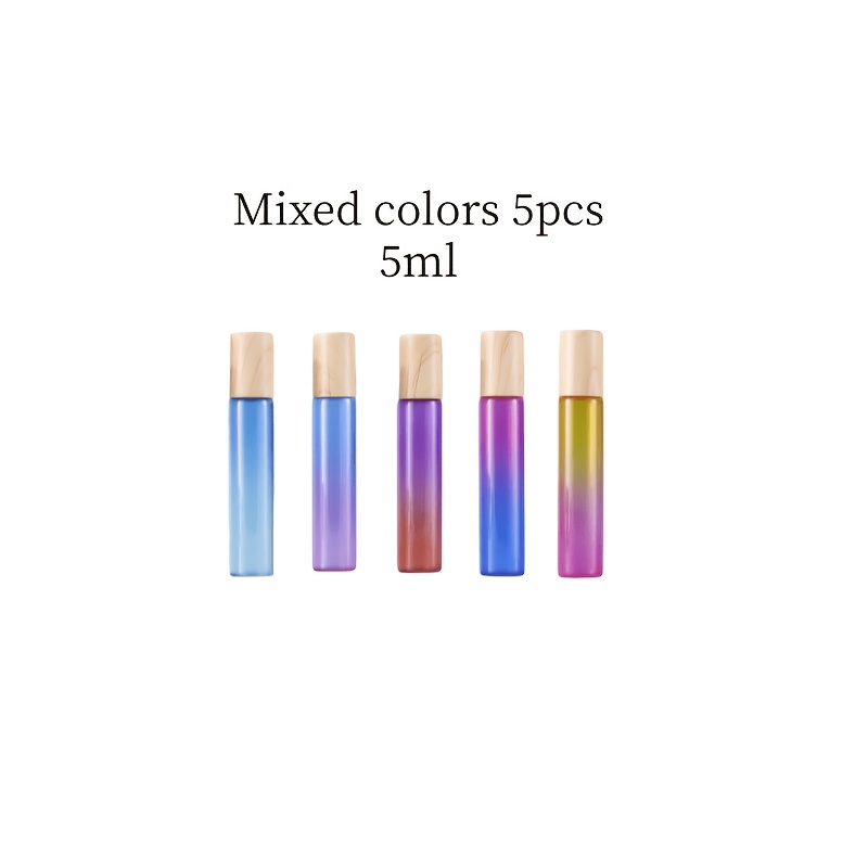 TEMU 5/10pcs Mixed Colors 5ml/0.17oz, 10ml/0.34oz Capacity Gradient Color Refillable Glass Bottles - Perfect For Perfumes, Alcohol, Essential Oils -