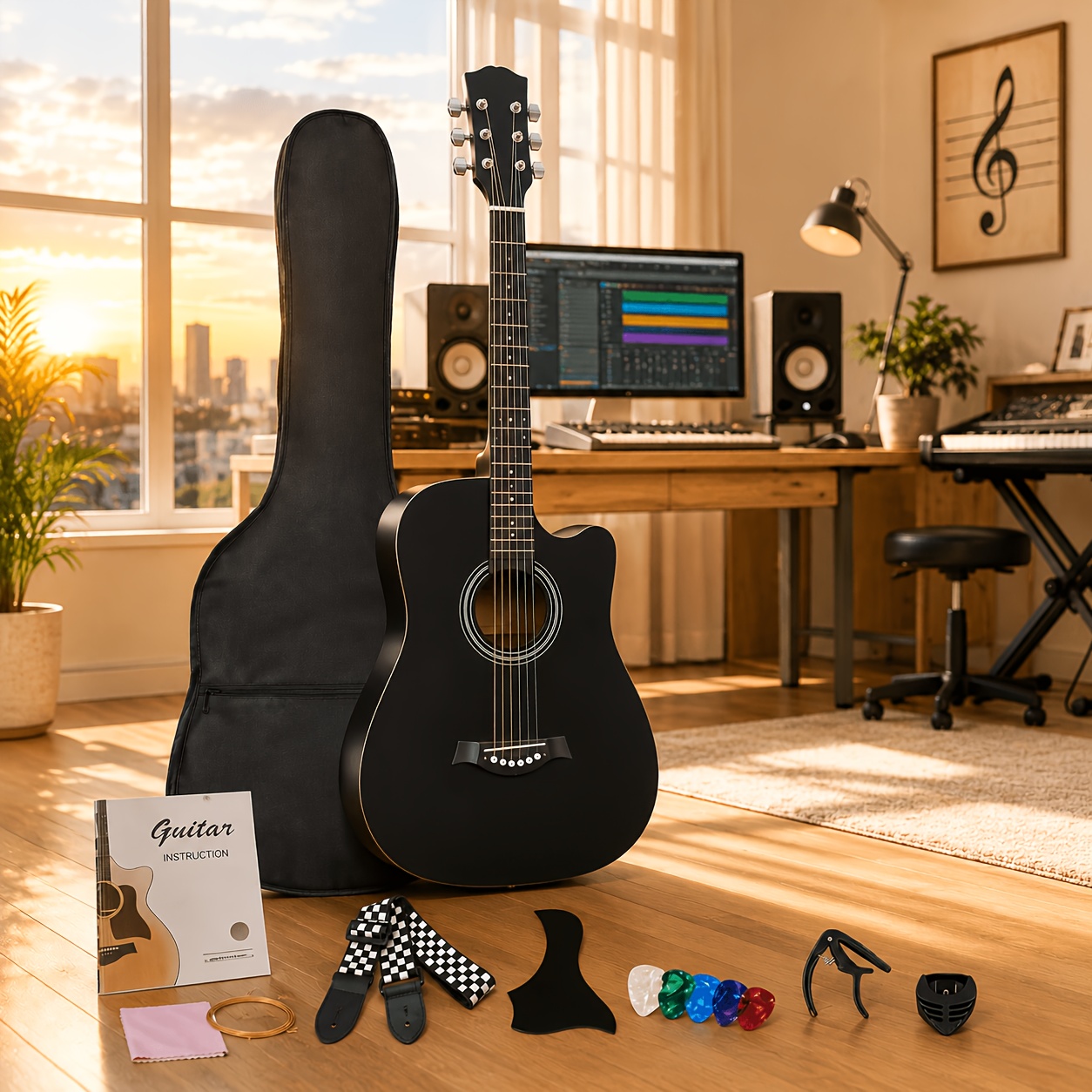 5 Colors Available 38" Acoustic Guitar Starter Kit 6-String... product image 4