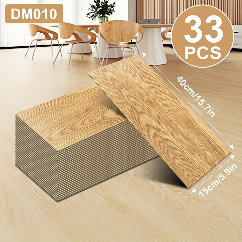 Image of 33pcs, Wood Grain Pvc Floor Adhesive, Self-laying For Home Use, Thickened, Wear-resistant And Waterproof, Suitable For Renovation And Decoration Of Living Rooms, Bedrooms, Dining Rooms, And Bathrooms