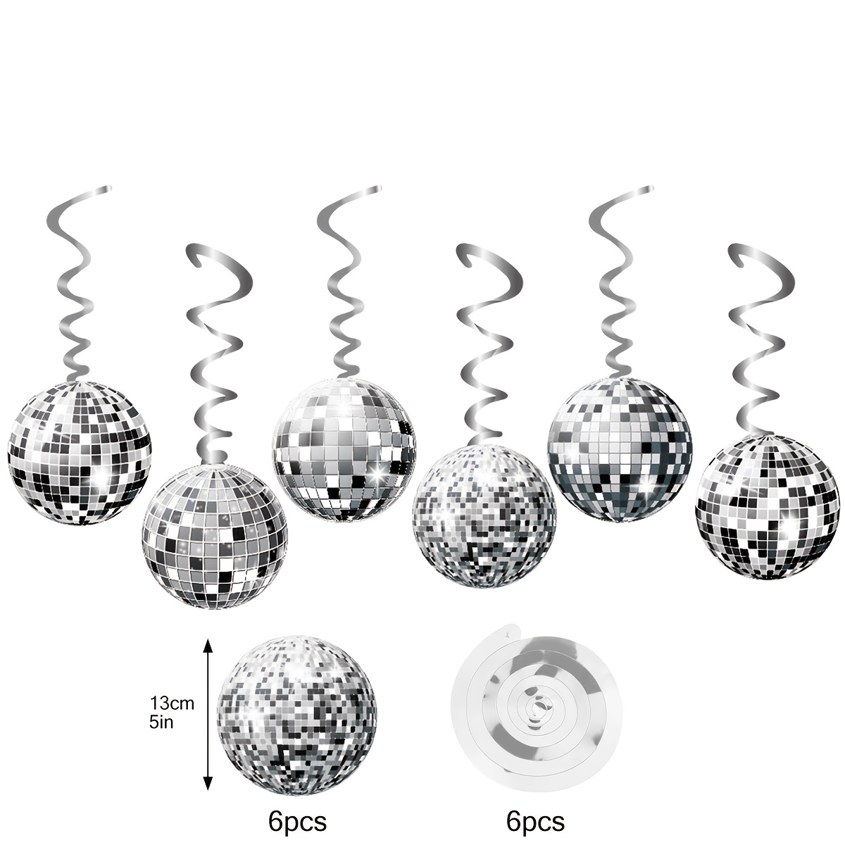 12pcs Silvery Paper Disco Hanging Ornaments, Suitable For Party Decorations, Enhances The Atmosphere Halloween Decorations Christmas Decorations
