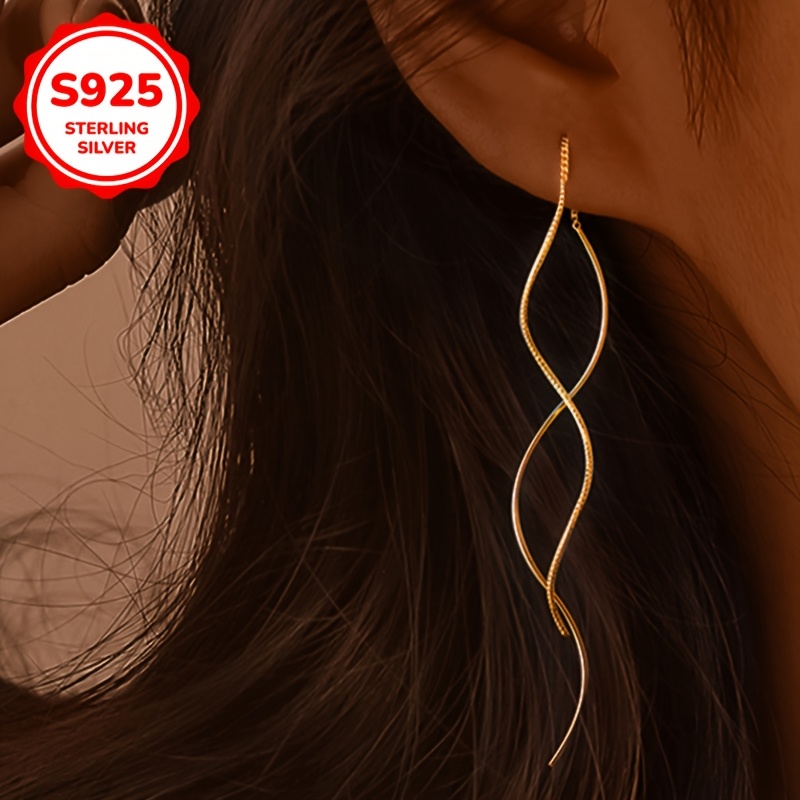 

A Pair Of Ladies' Stylish Earrings With Simple Chain Ear Accessories, 1.43 Grams Of 925 Silver, Suitable For , Work, And Parties.