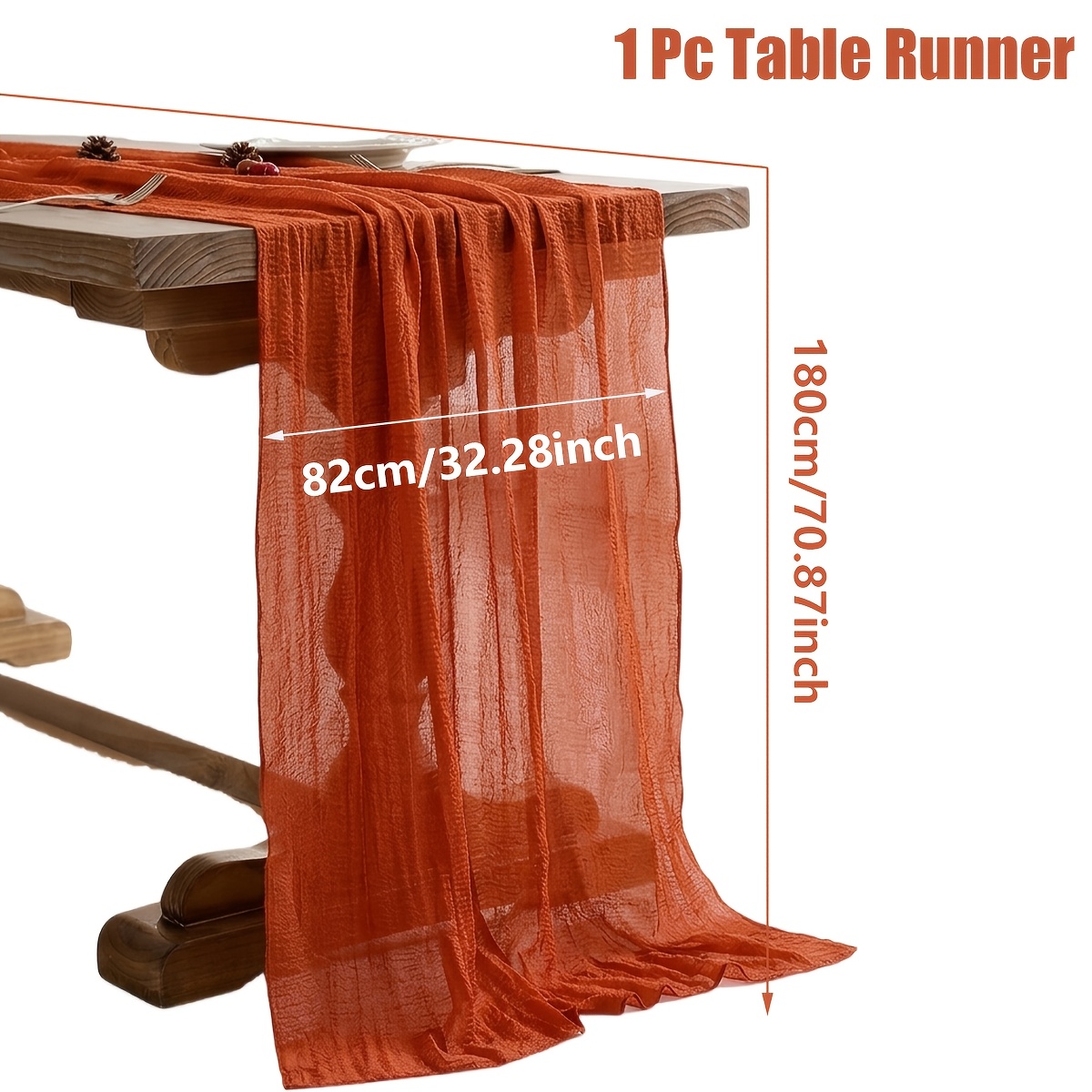 TEMU 1 pièce, Chemin de table en toile fromagère orange, Nappe à rouge brique, Chemin de table en tulle cuite pour table à manger, Idéal pour