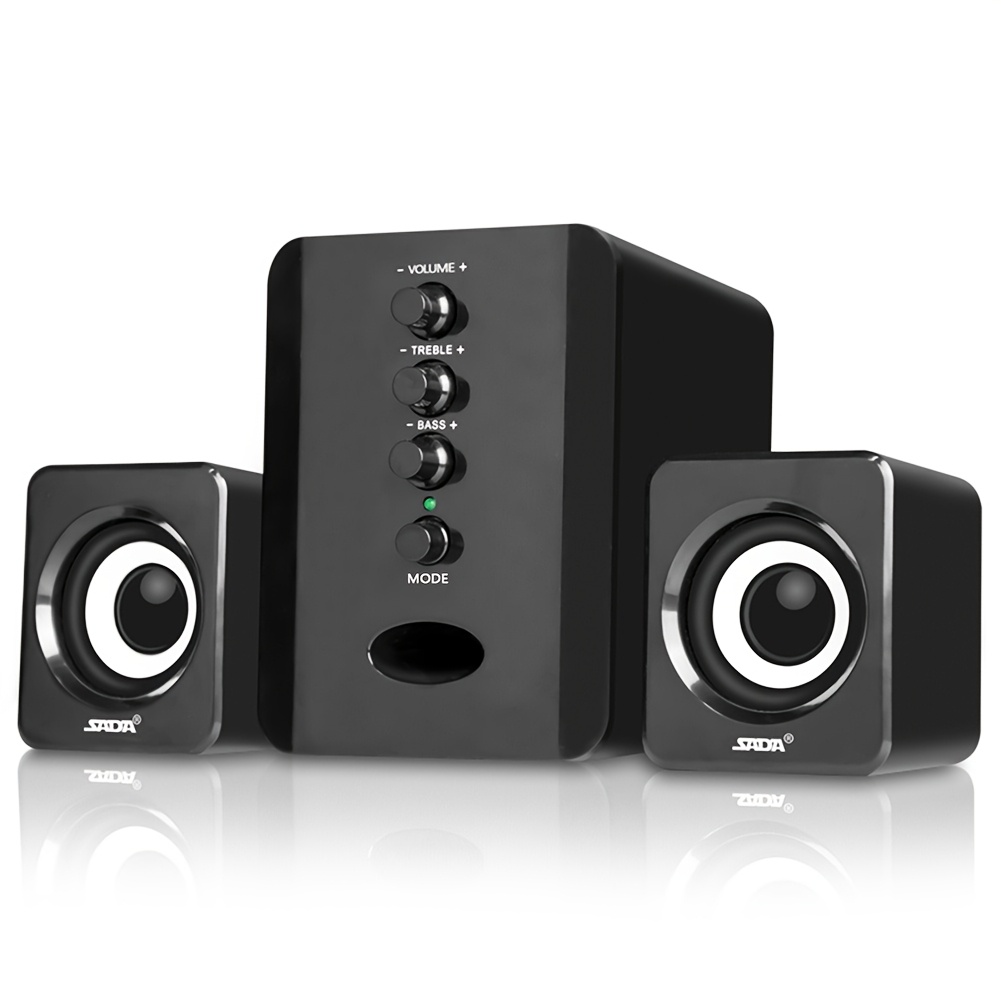 TEMU Independent Adjustment Mini Subwoofer 3w Treble And | Rear 3 Inch Speaker Dv 5v & Usb 5v Wired Speaker, Tablet Pc For Cellphone Black