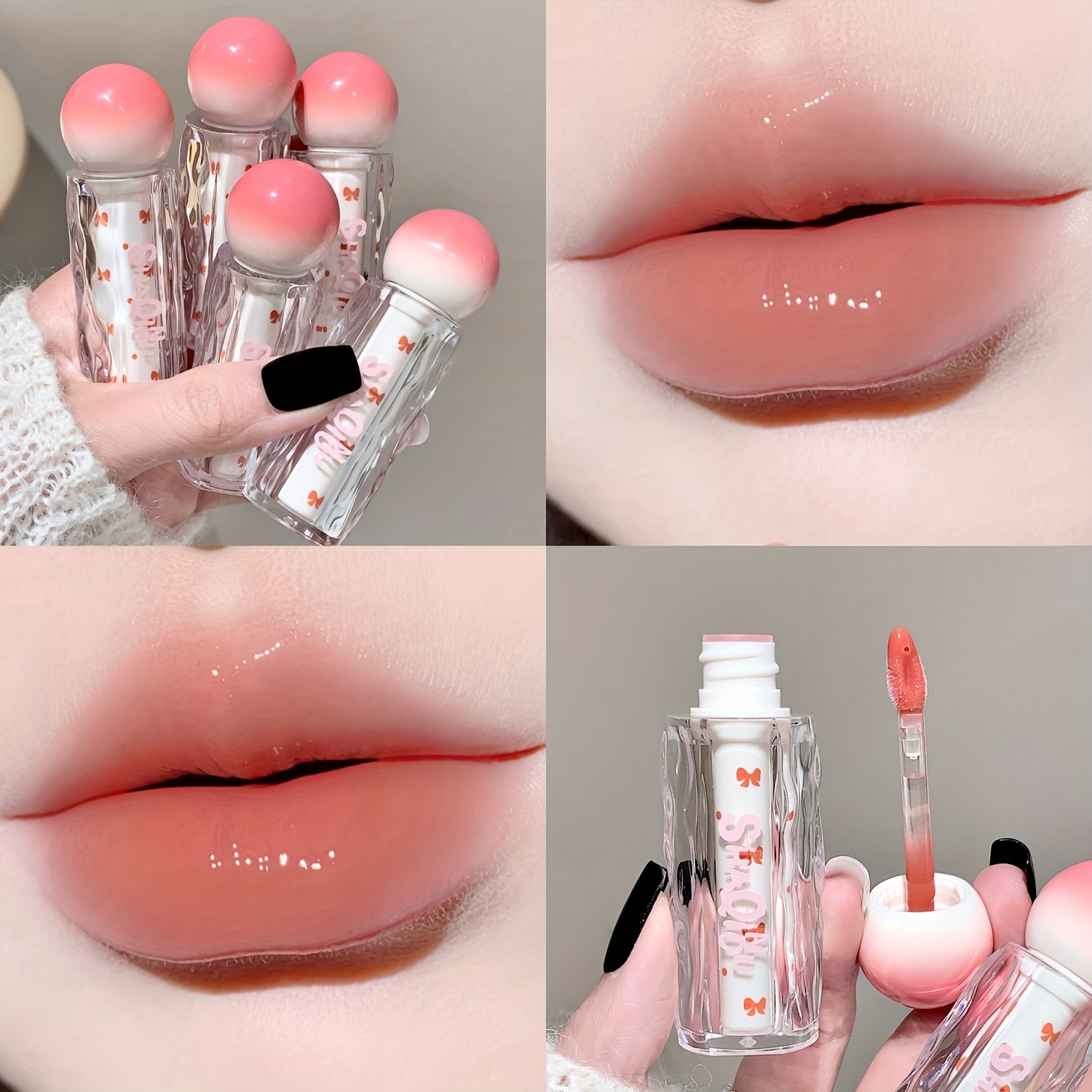 6 st vatten-gloss läppglans, långvarig glansig läppbalsam, läppfärg, söt och vatteneffekt, -klibbig och smudge-resistent, kommer inte att fläcka koppar, läppglans - en present till flickors födelsedagar, en present till bästa , för en romantisk dejt. - beauty & health - Temu Sweden