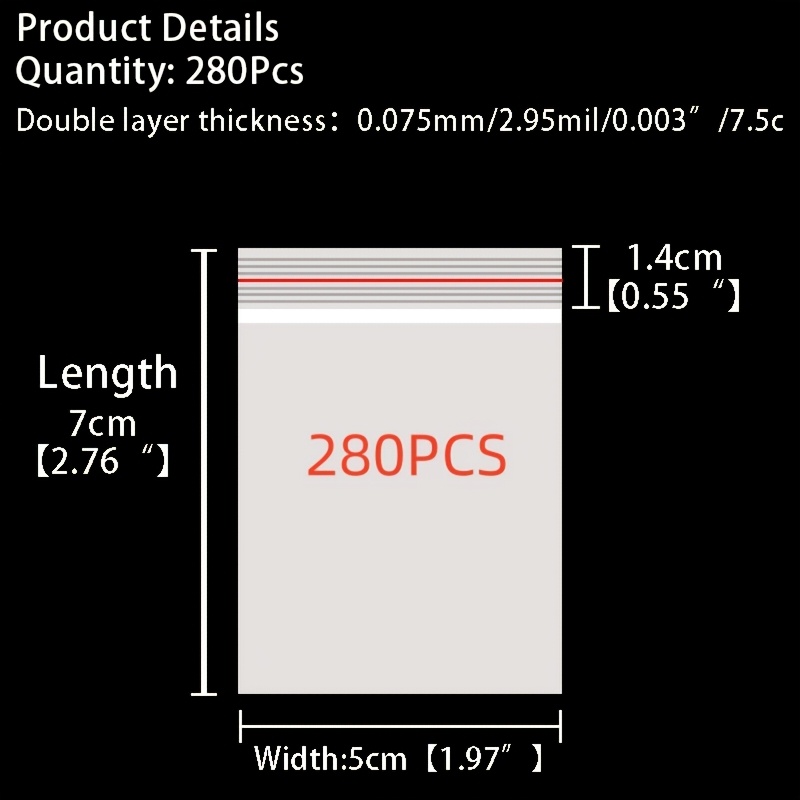 TEMU 280 Petites Sacs en Plastique Transparents Auto-Adhésifs Disponibles en Mini Tailles de 4×6Cm, 5X7Cm et 6X9Cm. Ces Sacs en Polyéthylène