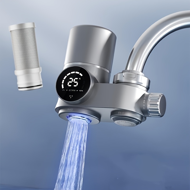 faucet mounted filter water purifier with   filtration dual outlet mode   water delivery and temperature and humidity display reduces lead   and heavy metal contamination