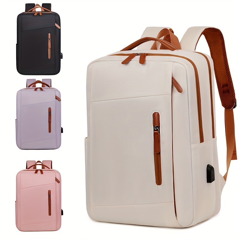 

Lightweight Laptop Backpack - Waterproof Nylon, Adjustable Straps For Work & Travel, White