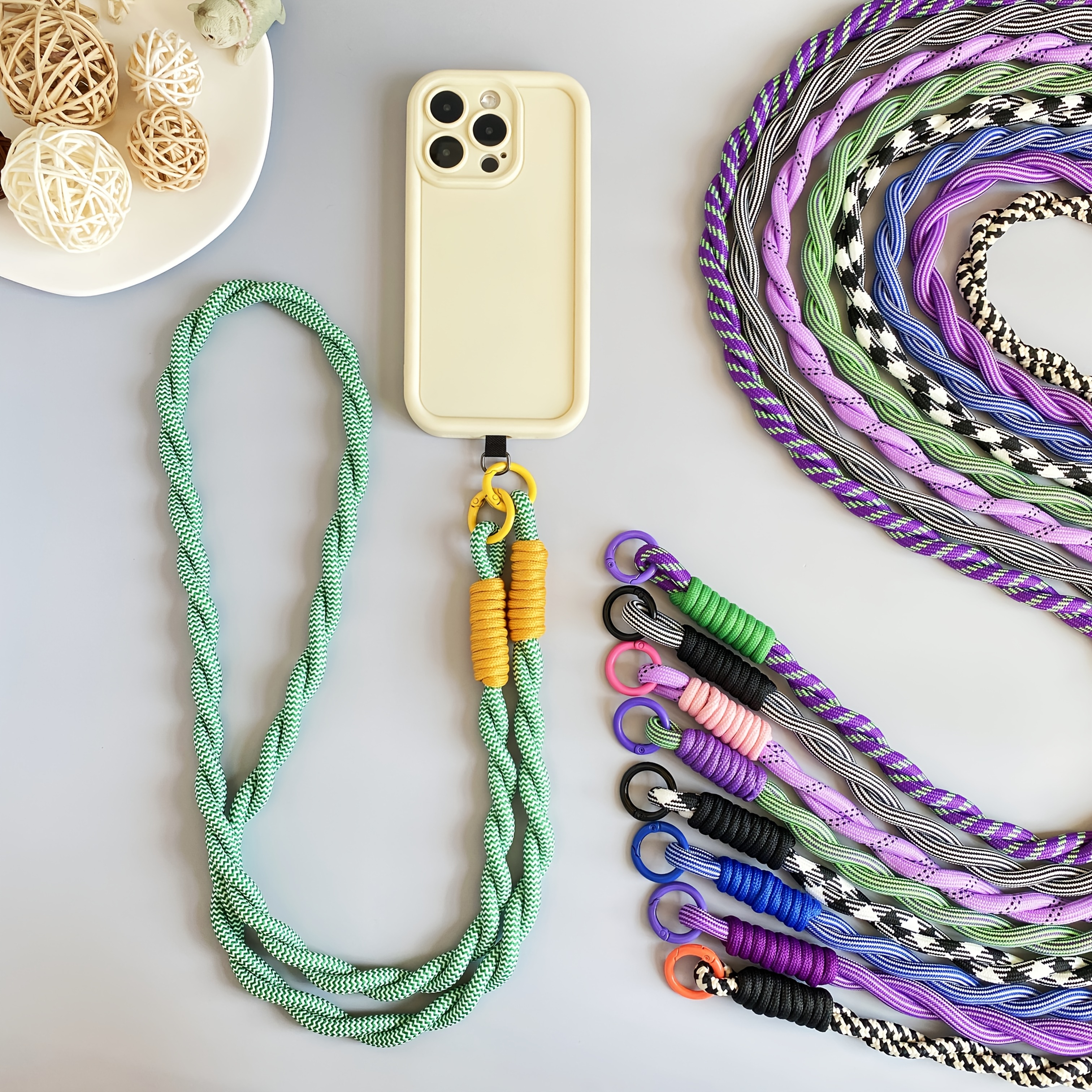 

1pc Braided Phone Lanyard, Long Portable Wrist , , Key -loss Washer