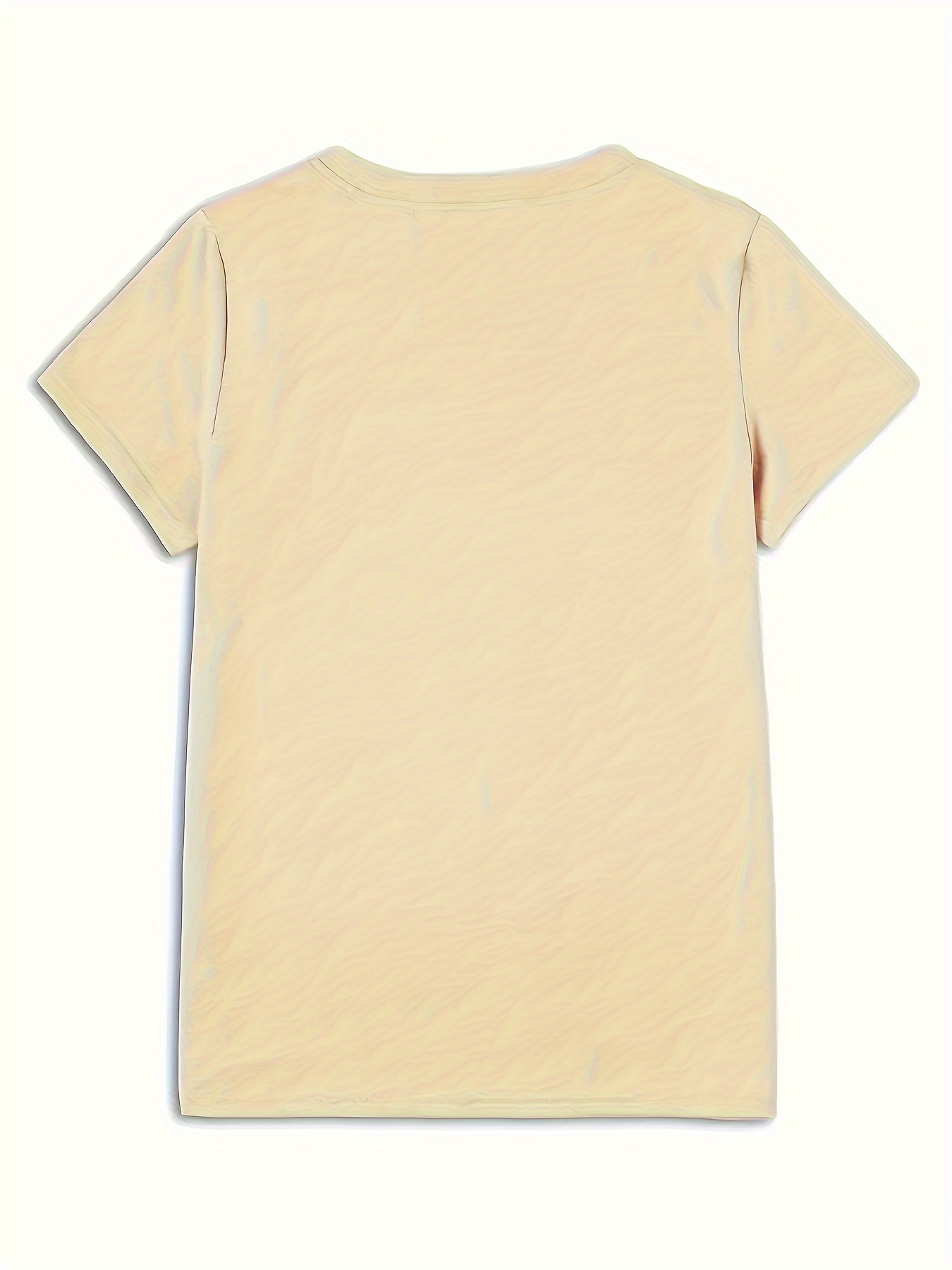 Solid Color Crew Neck T-Shirt, Casual Short Sleeve T-Shirt for Spring & Summer, Women's Clothing