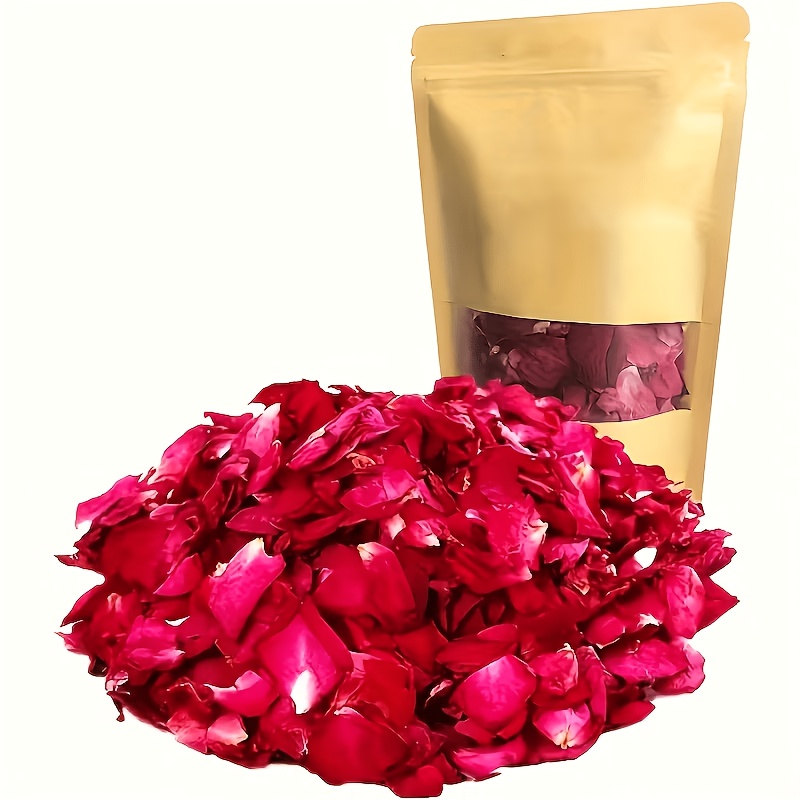 TEMU 1.76 Ounces Of Premium Red Rose Petals - Bright Color, High-quality Dried Flowers Are Suitable For Weddings, Candle And Soap Making, Diy Crafts,