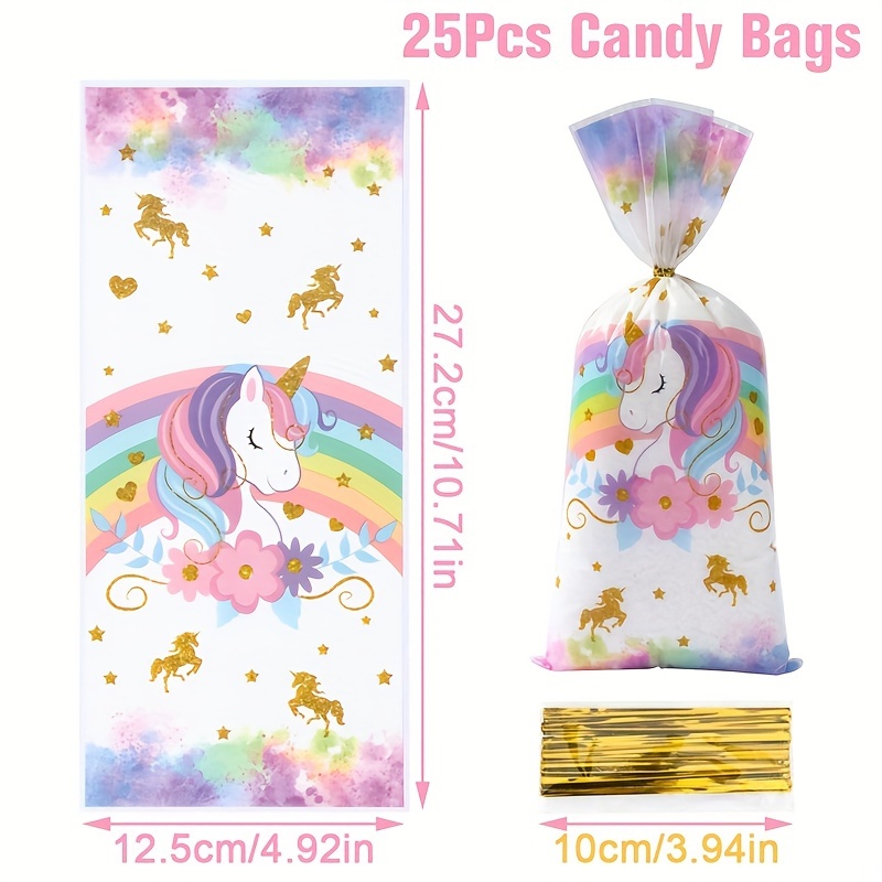 25/50/100pcs, Rainbow Gift Bags, Wedding Party Gift Storage Bags, Happy Birthday Party Decoration Packing Bags, Birthday Wedding Party Supplies