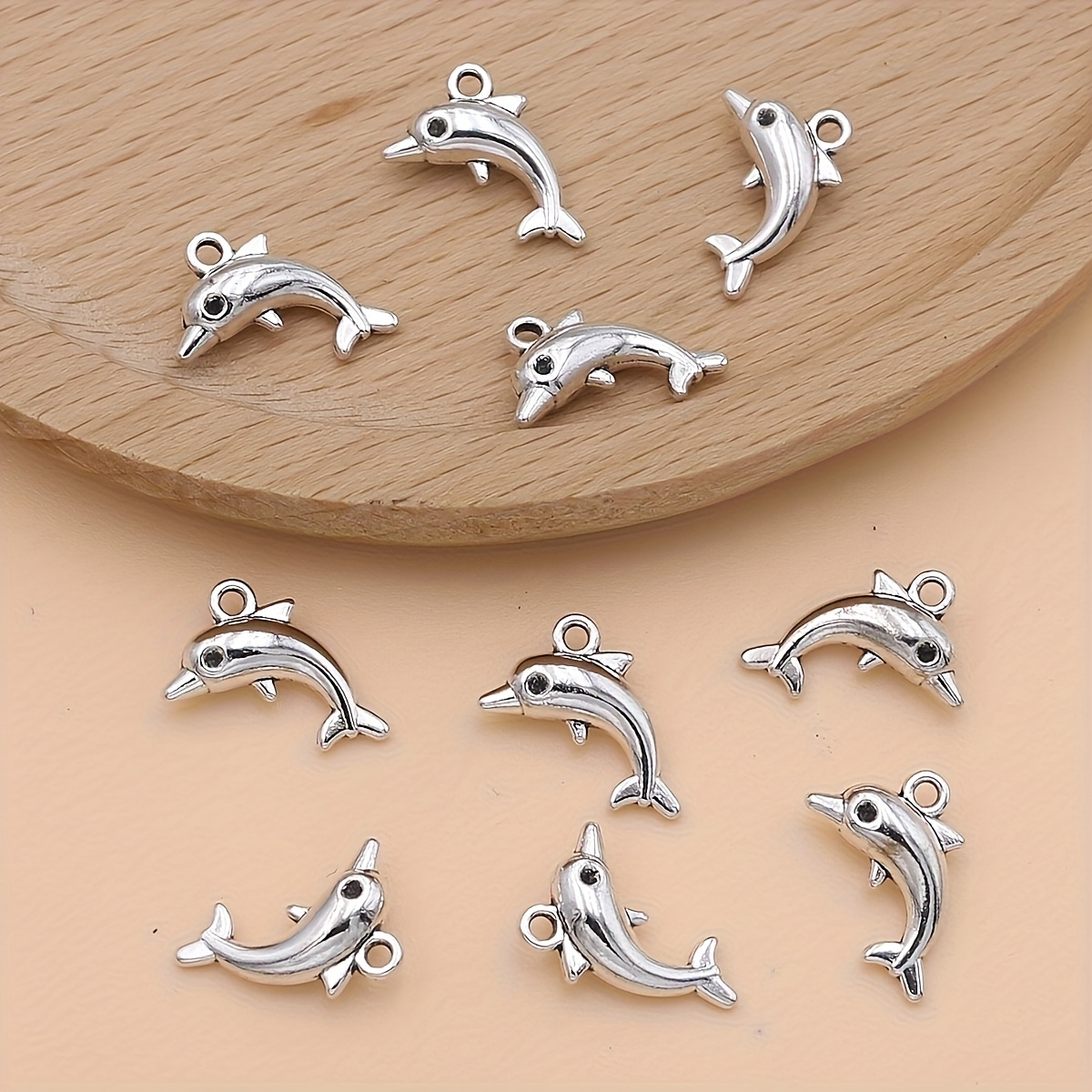 10pcs Silvery Dolphin Charm For Jewelry Making Bracelet Necklace Handmade