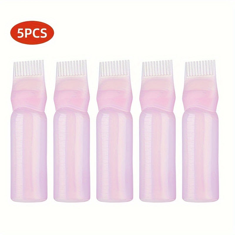 TEMU 1 pza/2 pzas/5 pzas Botella recargable de 170 ml para tinte de cabello, aplicador de aceite con peine dispensador, herramienta de salón para