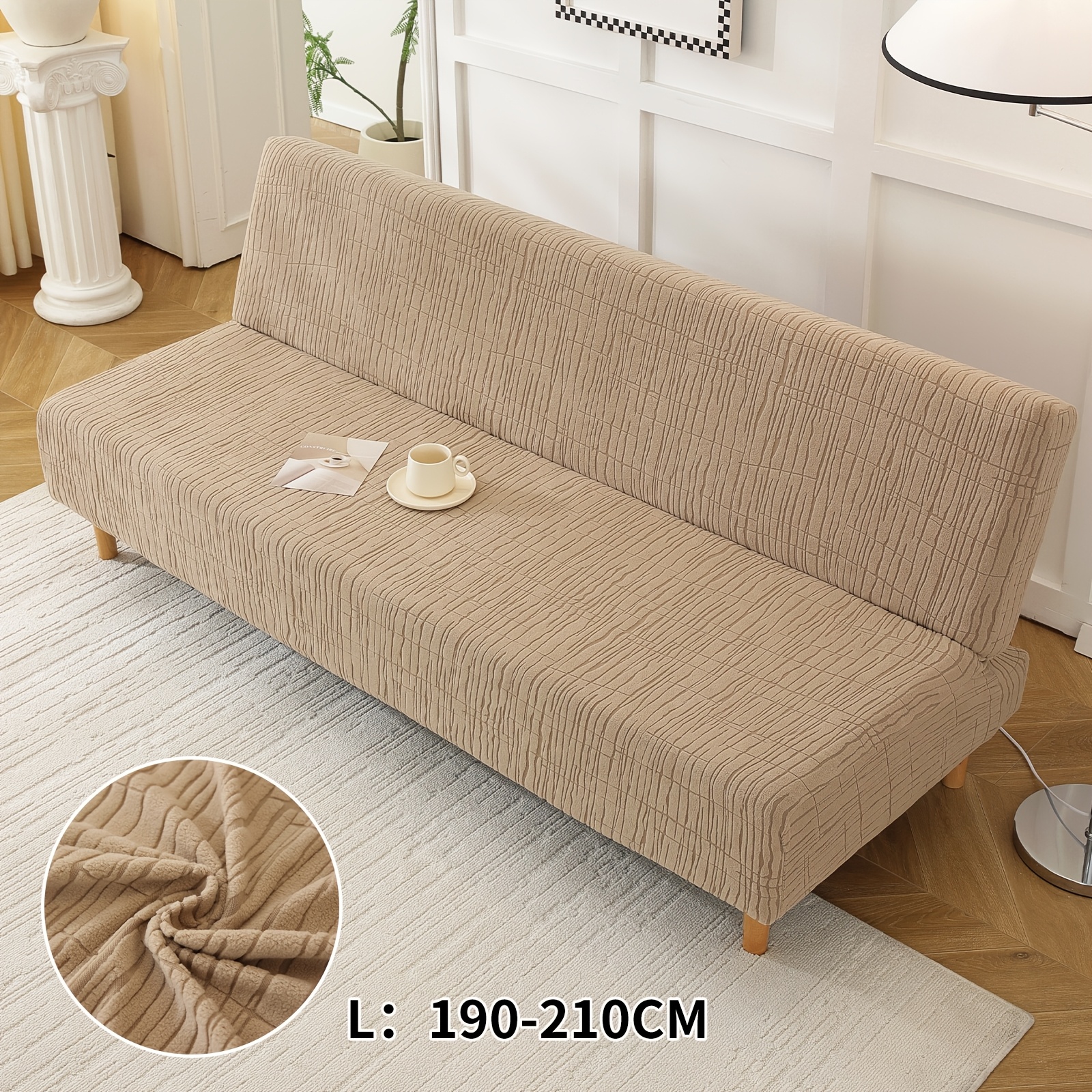 TEMU de sofá futón sin brazos de jacquard elástico, universal para , de sofá extraíble, lavable, resistente al y a de gato, protector plegable para