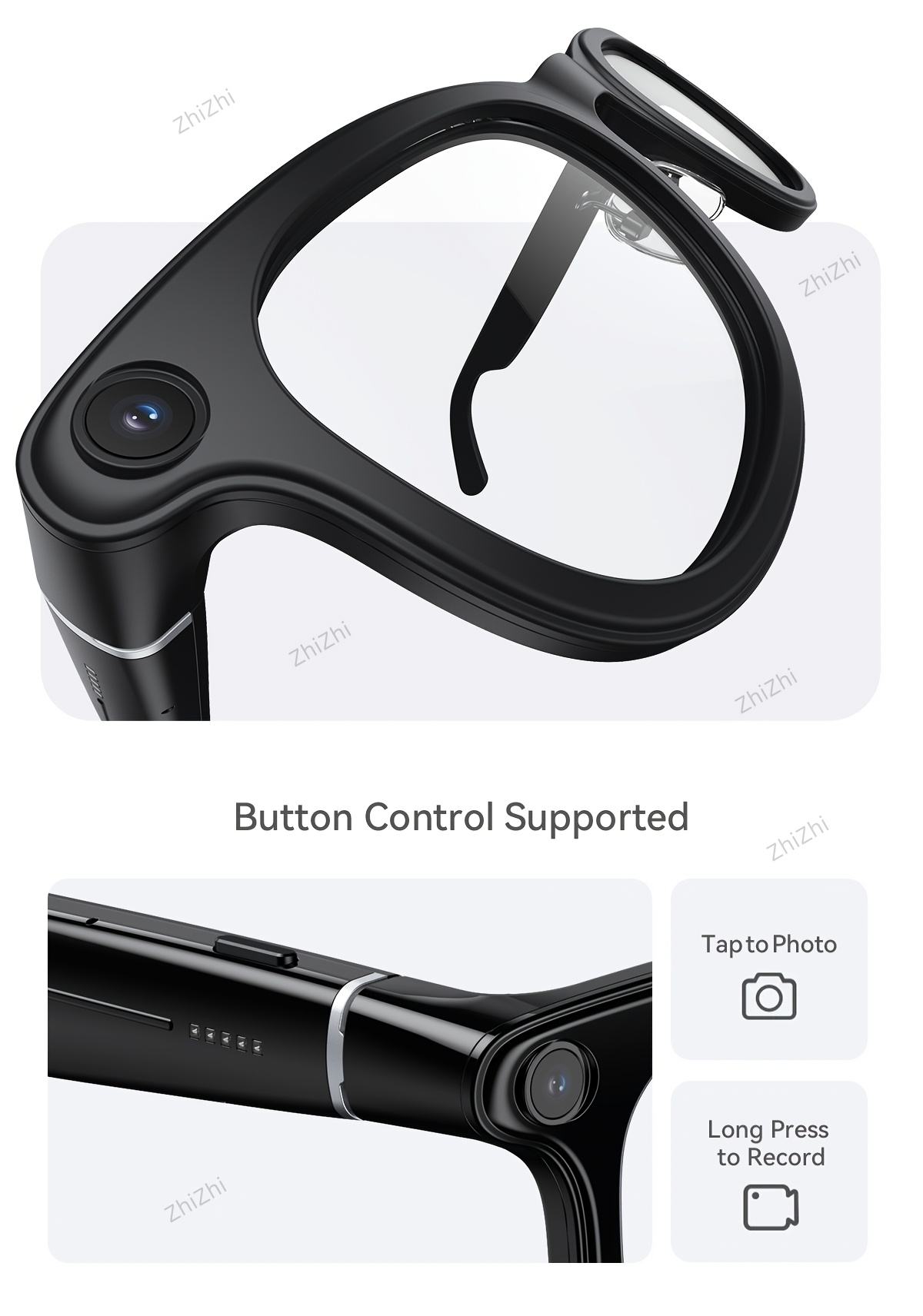 Zhizhi Ai Smart Glasses Ai with Camera And Audio for Men Women 4K with Charging Case Ai Smart Glasses Video Recording Chatgpt 800W Connect to Phone Equipped with a Chatgpt Translator And Dual Microphones for Noise Reduction