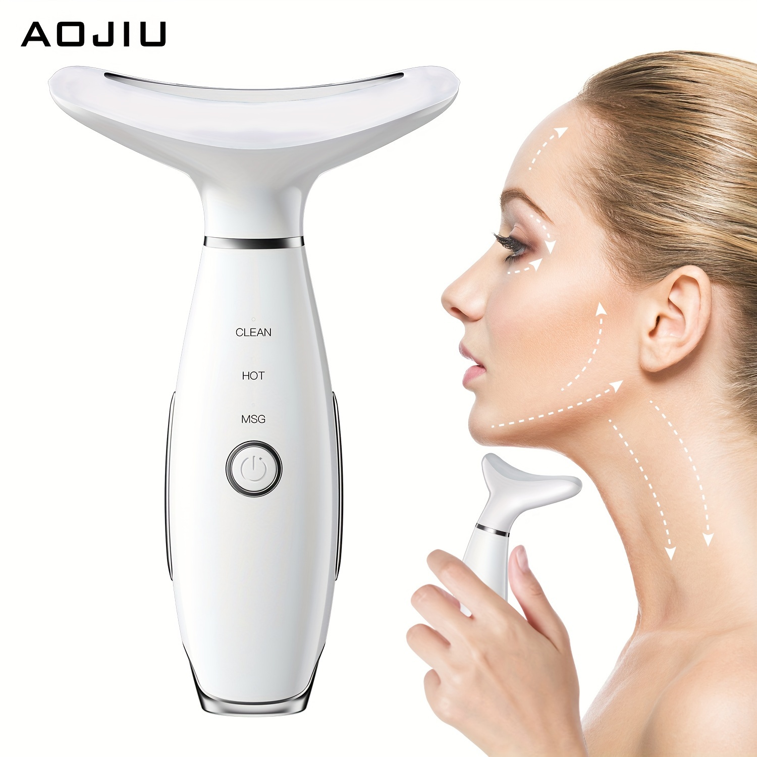 

Aojiu Home Neck, Face Beauty Massage Tool, Face Massager, Hot Compress Mode, Vibration Mode, Relax Skin, Home Spa, 3 In 1 Skin Care Massager, Gift For Girls!