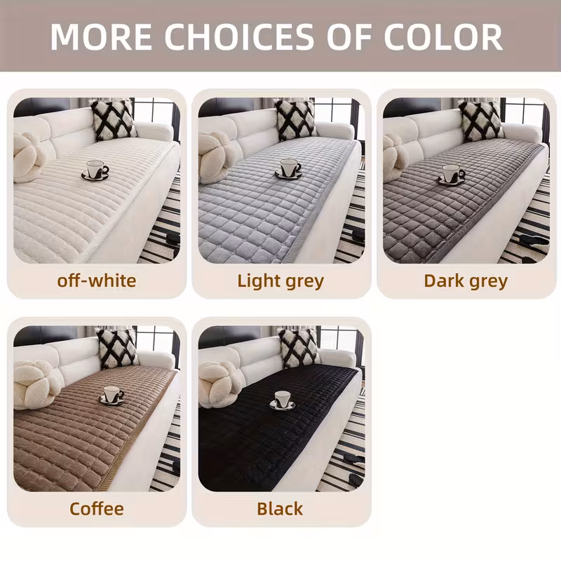 a 1pc thick quilted flannel sofa cover handcrafted in a modern minimalist style with a matching wide border design this plush non slip sofa cushion friendly and scratch resistant machine washable suitable for Product details 7