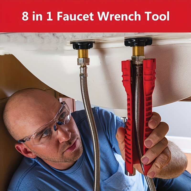 

A Multifunctional Plumbing Tool Kit Including A Basin Wrench, Faucet, And Installation Tools, Suitable For Sinks, Bathrooms, Kitchens, And Toilets.