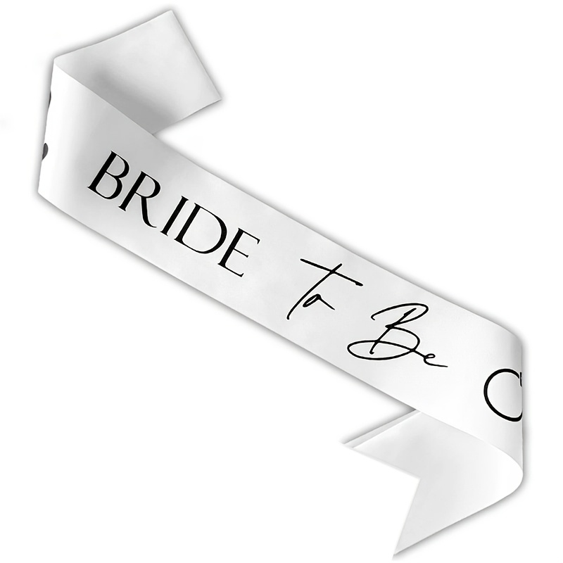 Single Piece 'bride To Be' Sash For Bachelorette Parties - A White Sash Featuring Black Text, Perfect For Bridal Showers, Hen Party Decorations, Wedding Engagement Gifts, And Party Photo Booth Props