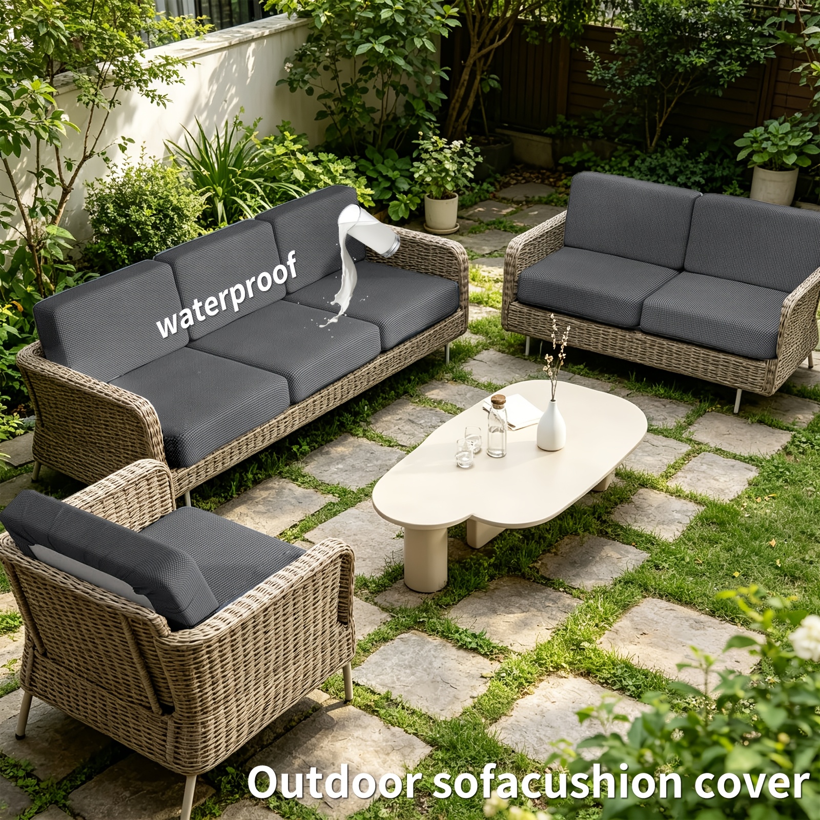 outdoor cushion cover   patio sofa seat protector for 1 2 3 seater couch loveseat bench deck balcony and garden furniture  