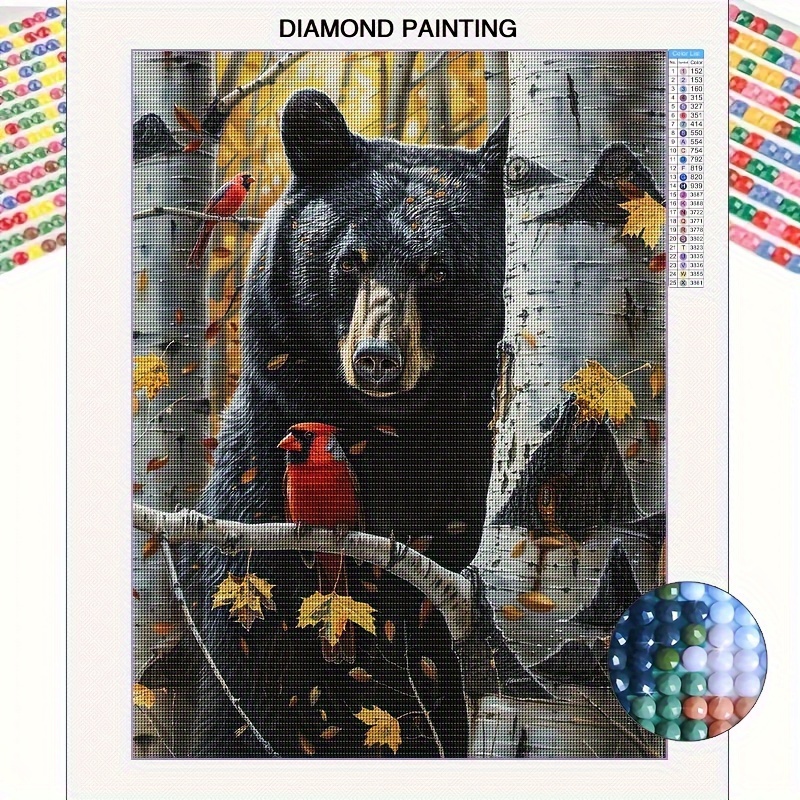 

Black Bear 5d Diamond Painting Kit For Adults - Full Drill Round Rhinestone Art, Diy Craft Set For Beginners & Enthusiasts, Mosaic Wall Decor Gift, Frameless 11.8x15.8 Inches